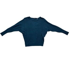 NWT T Tahari Women's Blue Dark Teal Waffle Knit Pullover Sweater S Long Sleeve